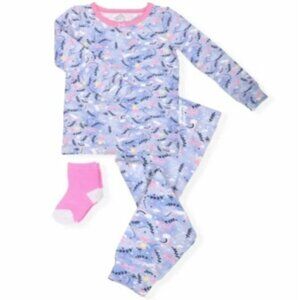 Max & Olivia Baby and Toddler Girls 2-Piece Pajama Set with Socks 18 Months